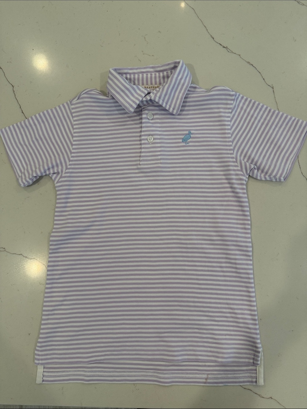 The Beaufort Bonnet Company Lavender & White Striped Polo for Kids